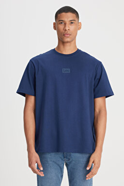 Loose Fit Rahat Kesim %100 Pamuk Bisiklet Yaka Lacivert Tişört - Navy-L222001410 (görsel 2)