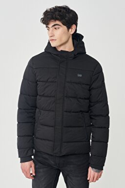 Regular Fit Normal Kesim Dik Yaka Siyah Şişme Mont - Black-L222014001