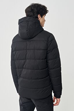 Regular Fit Normal Kesim Dik Yaka Siyah Şişme Mont - Black-L222014001 (görsel 7)