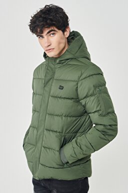 Regular Fit Normal Kesim Dik Yaka Haki Şişme Mont - Khaki-L222014801 (görsel 4)