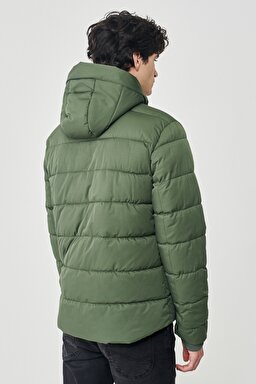Regular Fit Normal Kesim Dik Yaka Haki Şişme Mont - Khaki-L222014801 (görsel 8)