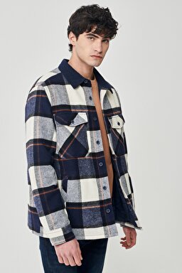 Regular Fit Normal Kesim Lacivert Kaşe Ceket - Navy-L222107410 (görsel 3)