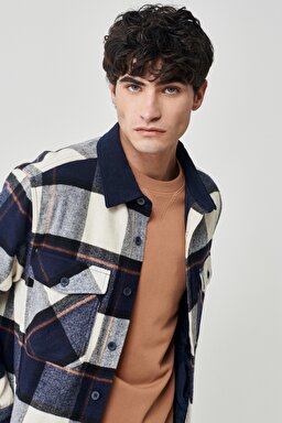 Regular Fit Normal Kesim Lacivert Kaşe Ceket - Navy-L222107410 (görsel 4)