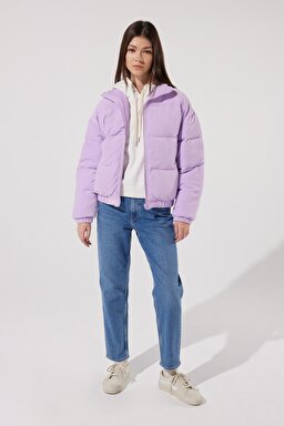 Regular Fit Normal Kesim Lila Şişme Mont - Lilac-L222181505 (görsel 7)