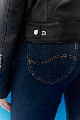 Regular Fit %100 Deri Biker Ceket - Black-L222261001 (görsel 7)