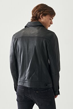 Regular Fit Normal Kesim %100 Deri Ceket - Black-L222264001 (görsel 7)