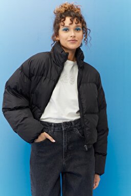 Regular Fit Normal Kesim Siyah Şişme Mont - Black-L222314001