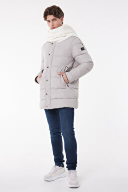 Regular Fit Normal Kesim Dik Yaka Kırık Beyaz Şişme Mont - Off White-L222360102