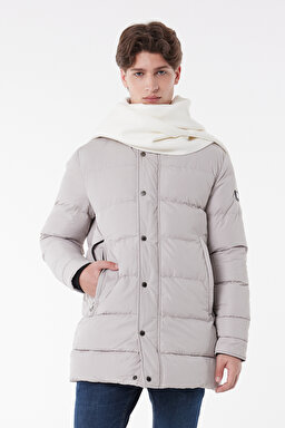 Regular Fit Normal Kesim Dik Yaka Kırık Beyaz Şişme Mont - Off White-L222360102 (görsel 2)