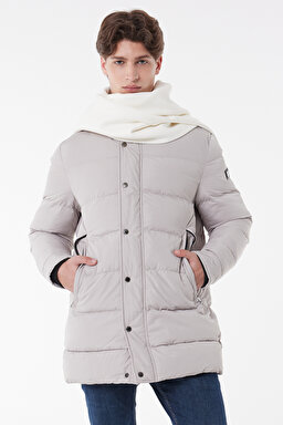 Regular Fit Normal Kesim Dik Yaka Kırık Beyaz Şişme Mont - Off White-L222360102 (görsel 3)