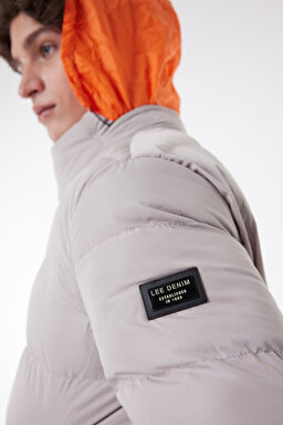 Regular Fit Normal Kesim Dik Yaka Kırık Beyaz Şişme Mont - Off White-L222360102 (görsel 4)