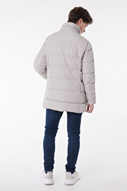 Regular Fit Normal Kesim Dik Yaka Kırık Beyaz Şişme Mont - Off White-L222360102 (görsel 6)