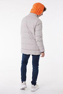 Regular Fit Normal Kesim Dik Yaka Kırık Beyaz Şişme Mont - Off White-L222360102 (görsel 7)