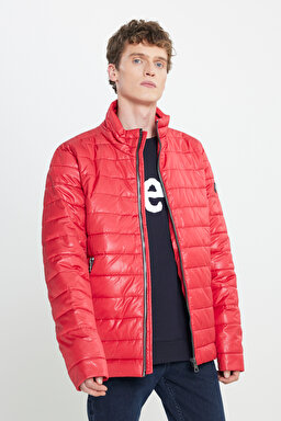 Regular Fit Normal Kesim Dik Yaka Kırmızı Şişme Mont - Red-L222378600 (görsel 2)