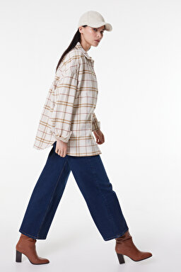 Regular Fit Normal Kesim %100 Pamuk Uzun Kollu Ekru Gömlek - Ecru-L222600104 (görsel 3)
