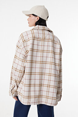 Regular Fit Normal Kesim %100 Pamuk Uzun Kollu Ekru Gömlek - Ecru-L222600104 (görsel 7)