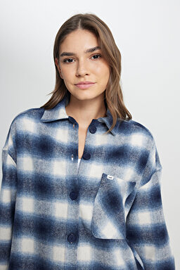 Regular Fit Normal Kesim %100 Pamuk Uzun Kollu Mavi Gömlek - Blue-L222601400 (görsel 5)