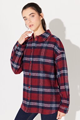Regular Fit Normal Kesim %100 Pamuk Uzun Kollu Kırmızı Gömlek - Red-L222602600 (görsel 3)