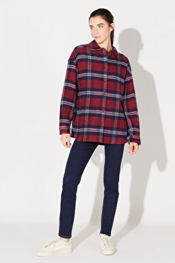 Regular Fit Normal Kesim %100 Pamuk Uzun Kollu Kırmızı Gömlek - Red-L222602600 (görsel 5)