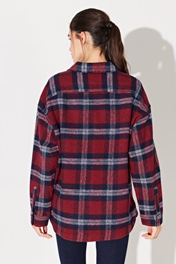 Regular Fit Normal Kesim %100 Pamuk Uzun Kollu Kırmızı Gömlek - Red-L222602600 (görsel 6)
