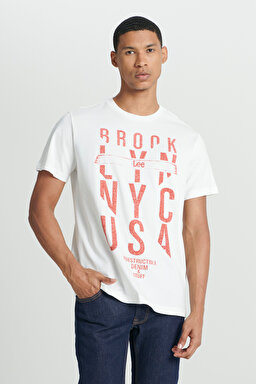 Regular Fit Rahat Kesim Bisiklet Yaka %100 Pamuk Kırık Beyaz Tişört - Off White-L222607102 (görsel 2)