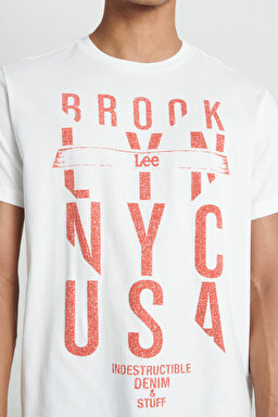 Regular Fit Rahat Kesim Bisiklet Yaka %100 Pamuk Kırık Beyaz Tişört - Off White-L222607102 (görsel 4)