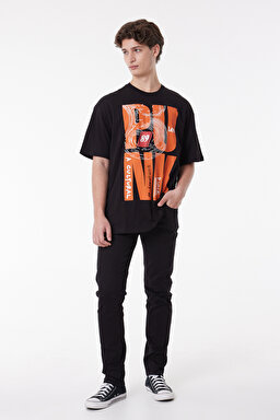 Regular Fit Rahat Kesim %100 Pamuk Bisiklet Yaka Kısa Kollu Tişört - Black-L222610001
