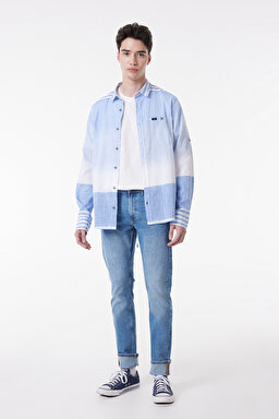 Regular Fit Normal Kesim %100 Pamuk Açık Mavi Gömlek - Multi-L231066900