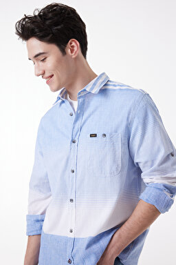Regular Fit Normal Kesim %100 Pamuk Açık Mavi Gömlek - Multi-L231066900 (görsel 4)