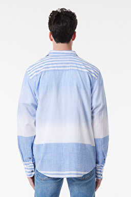 Regular Fit Normal Kesim %100 Pamuk Açık Mavi Gömlek - Multi-L231066900 (görsel 6)