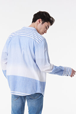 Regular Fit Normal Kesim %100 Pamuk Açık Mavi Gömlek - Multi-L231066900 (görsel 7)
