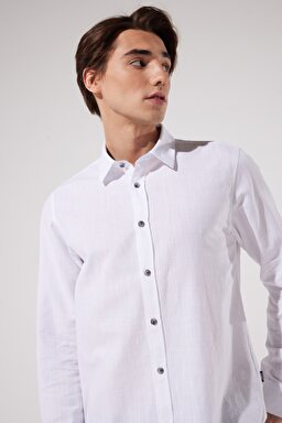 Regular Fit Normal Kesim %100 Pamuk Uzun Kollu Beyaz Gömlek - White-L231069100