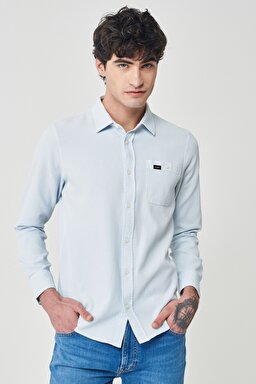 Regular Fit Normal Kesim %100 Pamuk Mavi Uzun Kollu Gömlek - Blue-L231081400