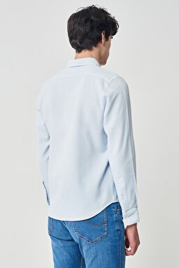 Regular Fit Normal Kesim %100 Pamuk Mavi Uzun Kollu Gömlek - Blue-L231081400 (görsel 5)