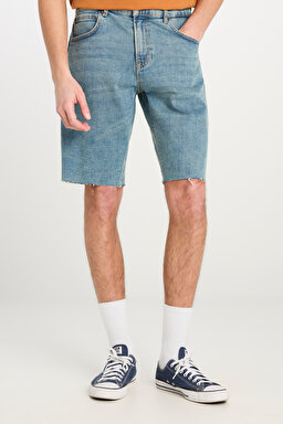 Regular Fit Normal Kesim Normal Bel Açık Mavi Esnek Jean Kot Şort - Light Blue-L231141404 (görsel 3)