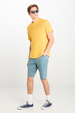 Regular Fit Normal Kesim Normal Bel Mavi Esnek Jean Kot Şort - Stone-L23114158