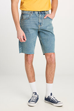 Regular Fit Normal Kesim Normal Bel Mavi Esnek Jean Kot Şort - Stone-L23114158 (görsel 3)