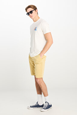Regular Fit Normal Kesim Normal Bel Hardal Esnek Şort - Mustard-L231145210