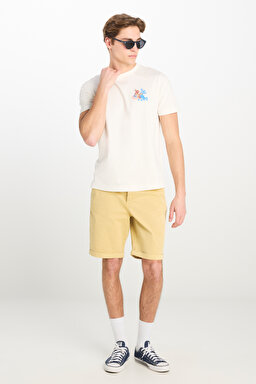 Regular Fit Normal Kesim Normal Bel Hardal Esnek Şort - Mustard-L231145210 (görsel 2)
