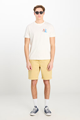 Regular Fit Normal Kesim Normal Bel Hardal Esnek Şort - Mustard-L231145210 (görsel 3)