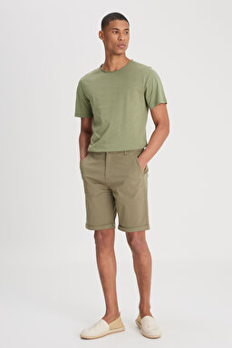 Regular Fit Normal Kesim Normal Bel Haki Esnek Şort - Khaki-L231145801
