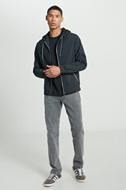 Regular Fit Normal Kesim Kapüşonlu Siyah Mont Ceket - Black-L231225001 (görsel 3)