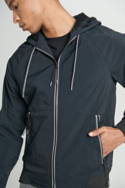 Regular Fit Normal Kesim Kapüşonlu Siyah Mont Ceket - Black-L231225001 (görsel 5)
