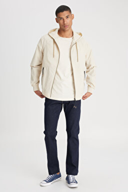 Regular Fit Normal Kesim Kapüşonlu Taş Rengi Mont Ceket - Stone-L231225013 (görsel 4)