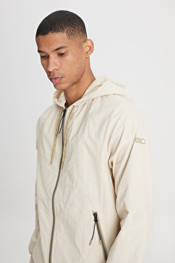 Regular Fit Normal Kesim Kapüşonlu Taş Rengi Mont Ceket - Stone-L231225013 (görsel 5)