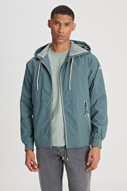 Regular Fit Normal Kesim Kapüşonlu Tam Fermuarlı Mint Yeşili Ceket - Mint Green-L231225303 (görsel 2)