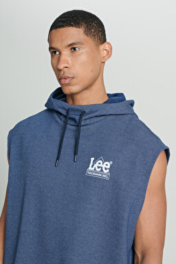 Regular Fit Normal Kesim Kapüşonlu Yaka Kolsuz Lacivert Sweatshirt - Navy-L231252410 (görsel 4)