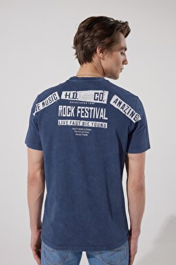 Regular Fit Normal Kesim %100 Pamuk Bisiklet Yaka Mavi Tişört - Blue-L231258400