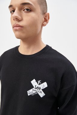 Loose Fit Rahat Kesim %100 Pamuk Bisiklet Yaka Siyah Tişört - Black-L231279001 (görsel 2)