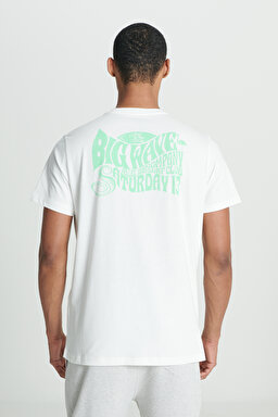 Regular Fit Normal Kesim %100 Pamuk Bisiklet Yaka Kırık Beyaz Tişört - Off White-L231288102 (görsel 2)